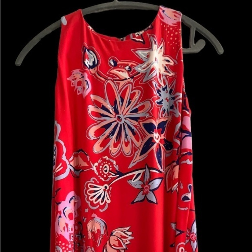 Lauren Ralph Lauren Sleeveless Red Floral Swing Dress Size 8